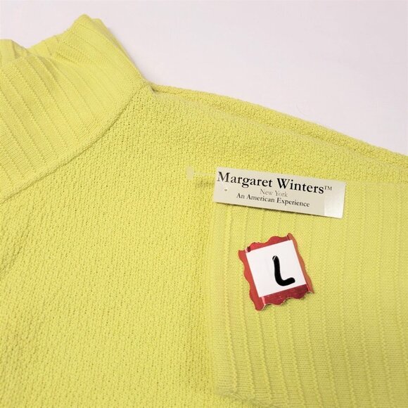 Cotton Cardigan Yellow Jacket Chartreuse Lime Green Sweater - Size L - NEW - Picture 11 of 16